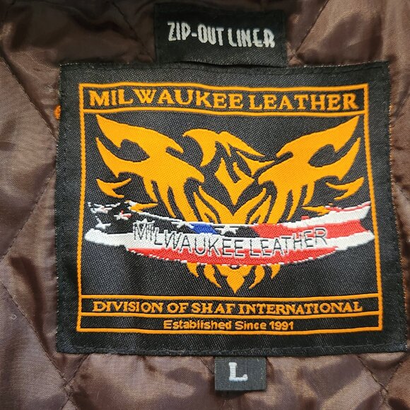 Milwaukee Leather Women’s L Brown Motorcycle Jacket Zip-Out Liner Braided Stud D - Picture 12 of 12